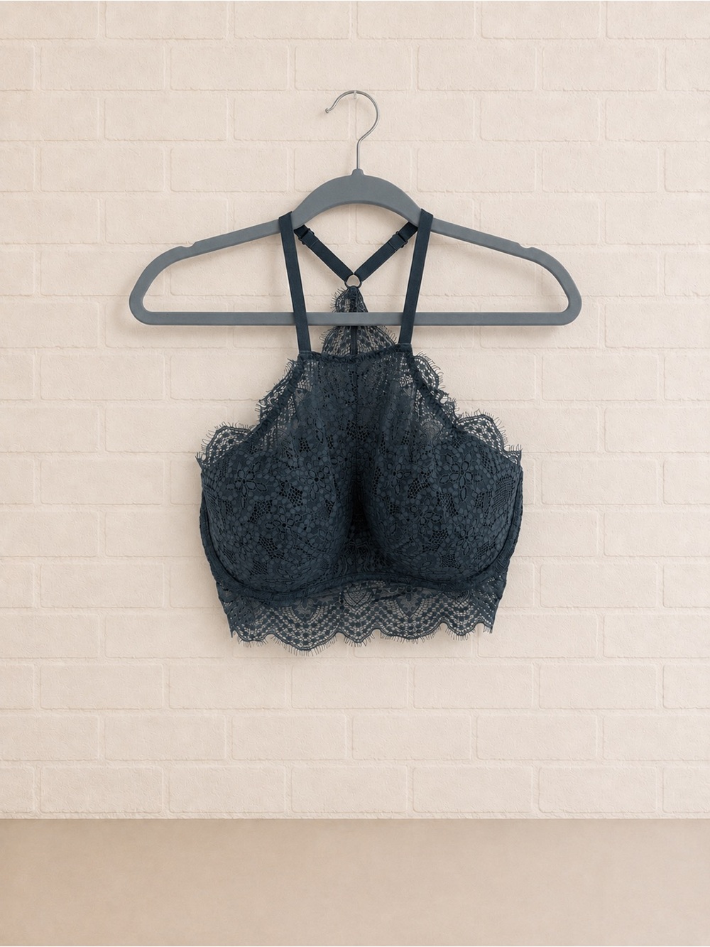 Victoria's Secret Charcoal Lace High-Neck Bralette